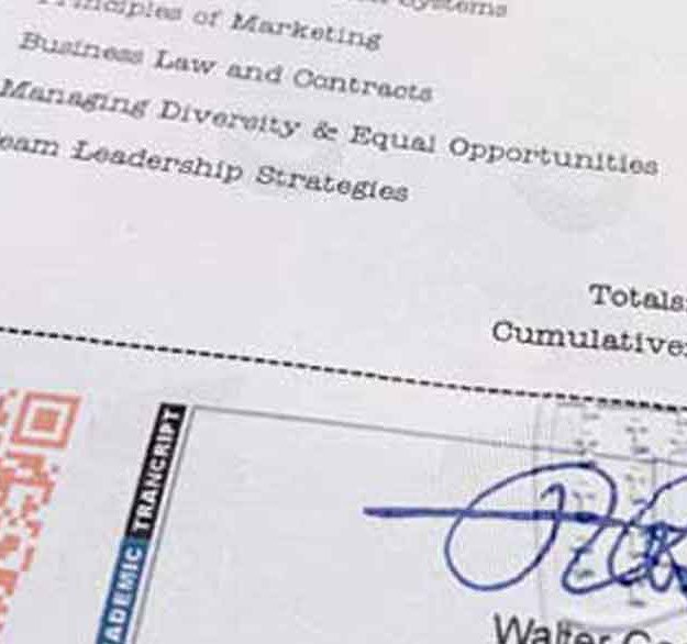 photo of college transcripts